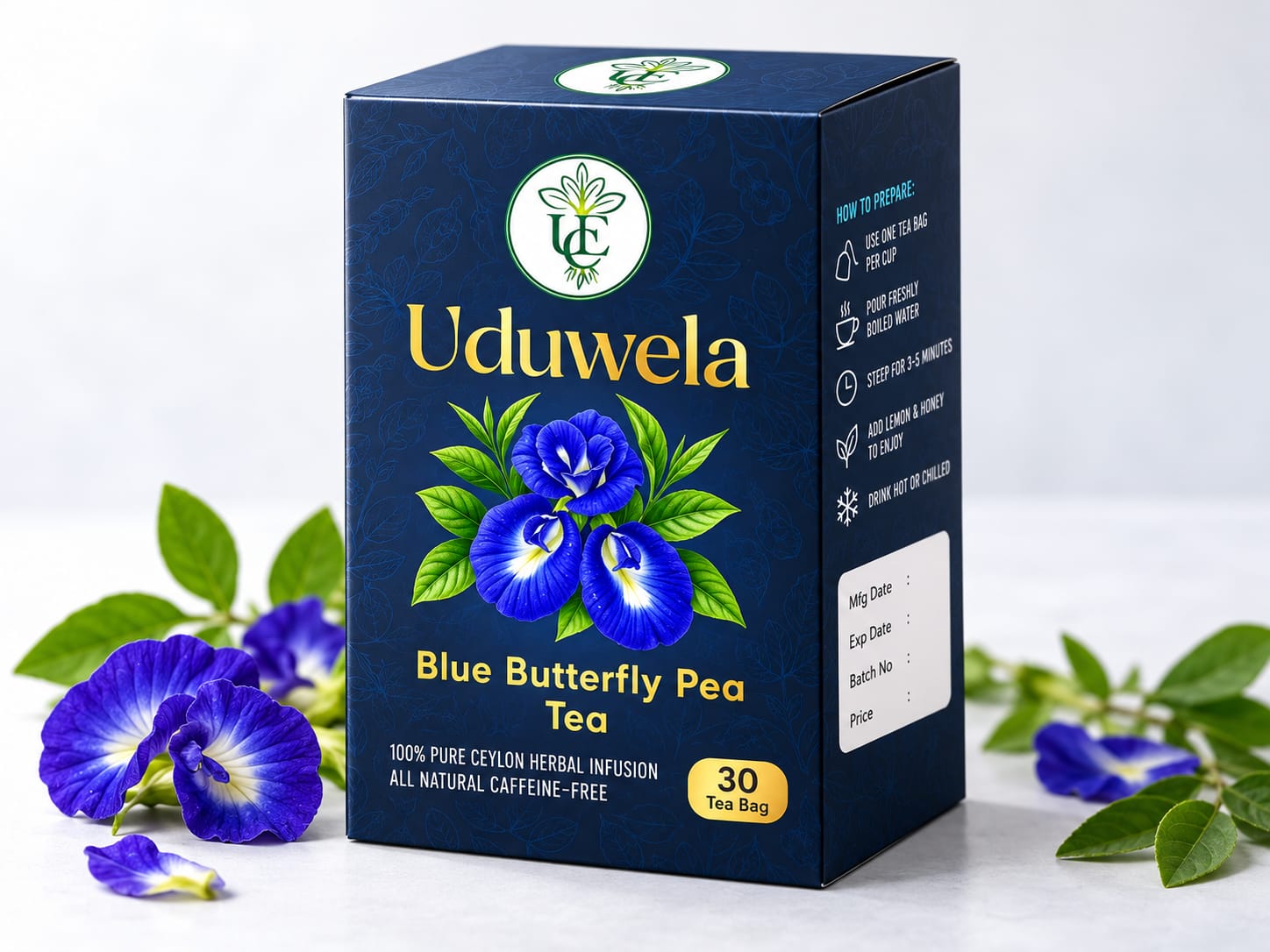 Uduwela Blue Butterfly Pea Tea 30 Tea Bags